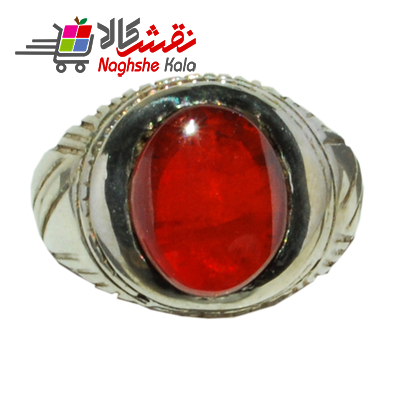 انگشتر نقره مردانه لعل سرخ رکاب اصل کد 13