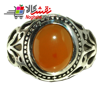 انگشتر نقره مردانه اصل عقیق زرد کد 14