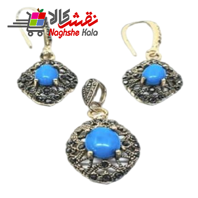 نیم ست طلاروس فیروزه کد 06